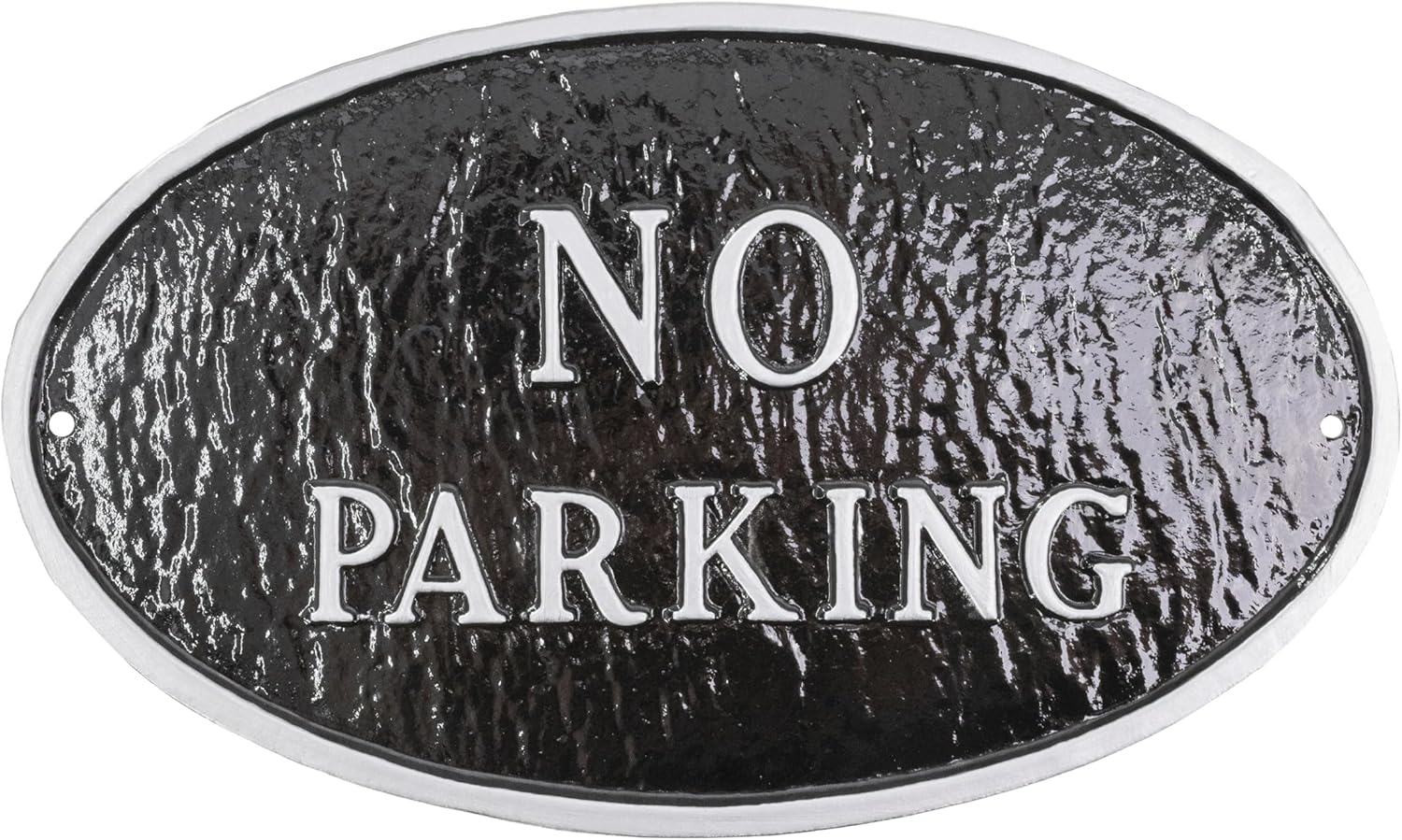 Placa ovalada de metal fundido con inscripción en inglés “No Parking” – Placa de exhibición de pared o césped – Letrero de estacionamiento de