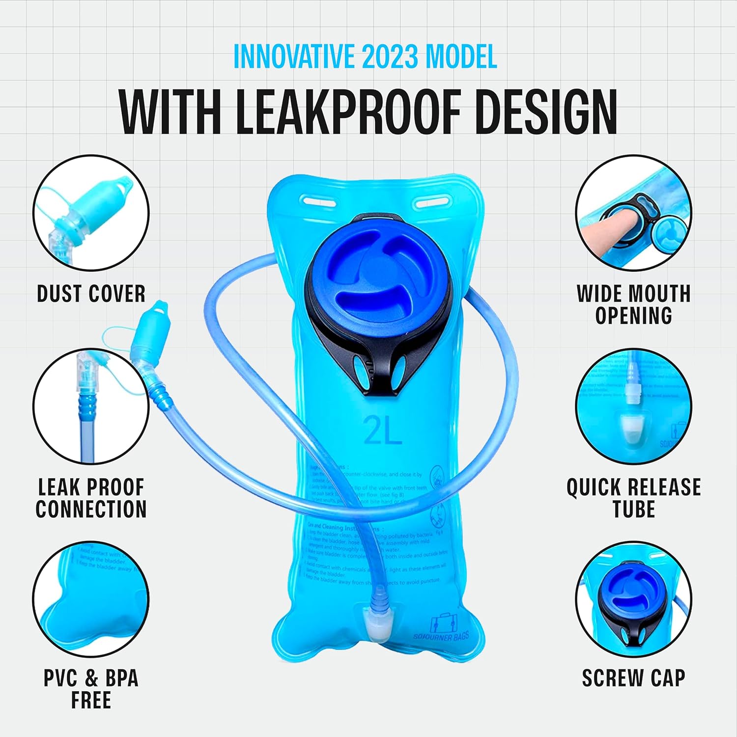 SoJourner Bags, Rave Hydration Pack – Bolsa de agua de 2L incluida, para festivales, raves, senderismo, ciclismo, fiestas, escalada, carrera y más