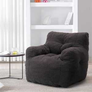 Hommoo Puf grande para adultos con reposabrazos, cómodo puf con relleno de espuma, esponjoso, tela de peluche suave, puf copetudo para dormitorio, Hommoo Puf grande para adultos con reposabrazos, cómodo puf con relleno de espuma, esponjoso, tela de peluche suave, puf copetudo para dormitorio,