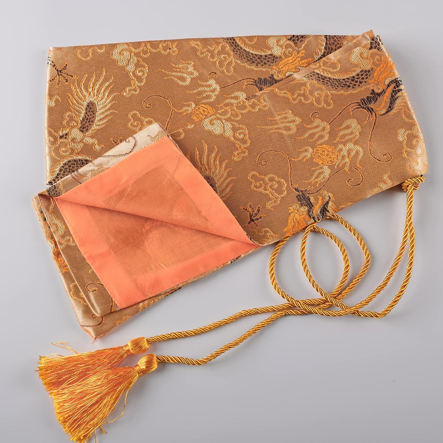 Bolsa de espada de oro de seda sintética suave para espada Katana Samurai