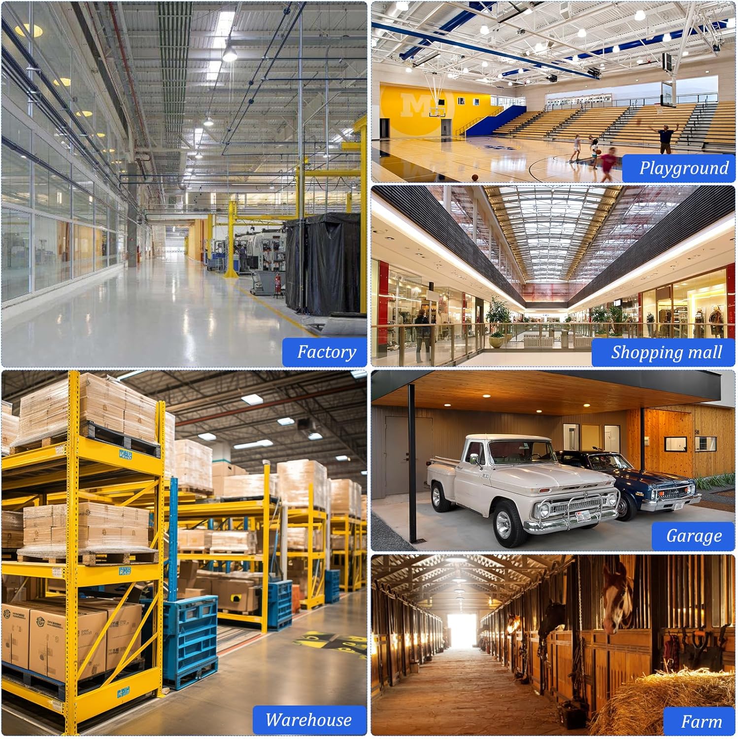 Hisim Luz LED de alta bahía de 150 W, 15,000 lm 6500 K ETL Listed High Bay LED UFO luz con enchufe de EE. UU., Luz LED de almacén comercial
