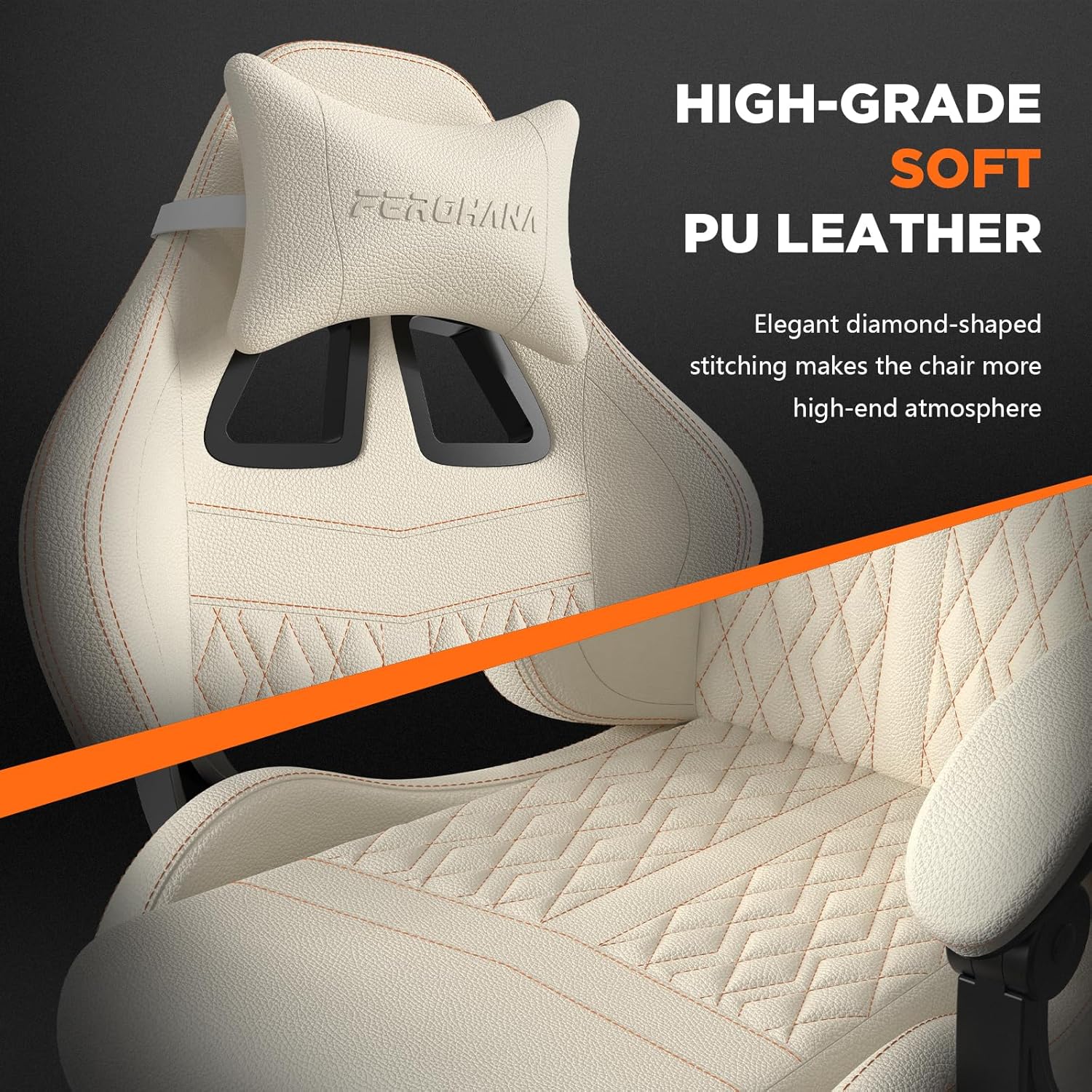 Ferghana Silla vintage de piel sintética para videojuegos, silla de jugador con respaldo alto con masaje, silla ergonómica de oficina para