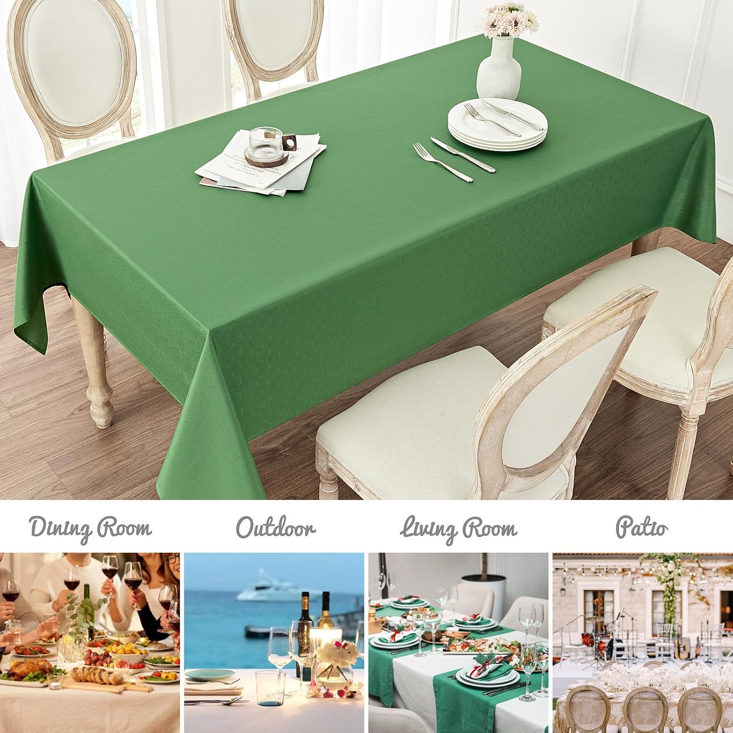 Mantel rectangular impermeable de 52 x 70 pulgadas, mantel texturizado de lino, resistente a las manchas y a las arrugas, lavable, mantel de tela