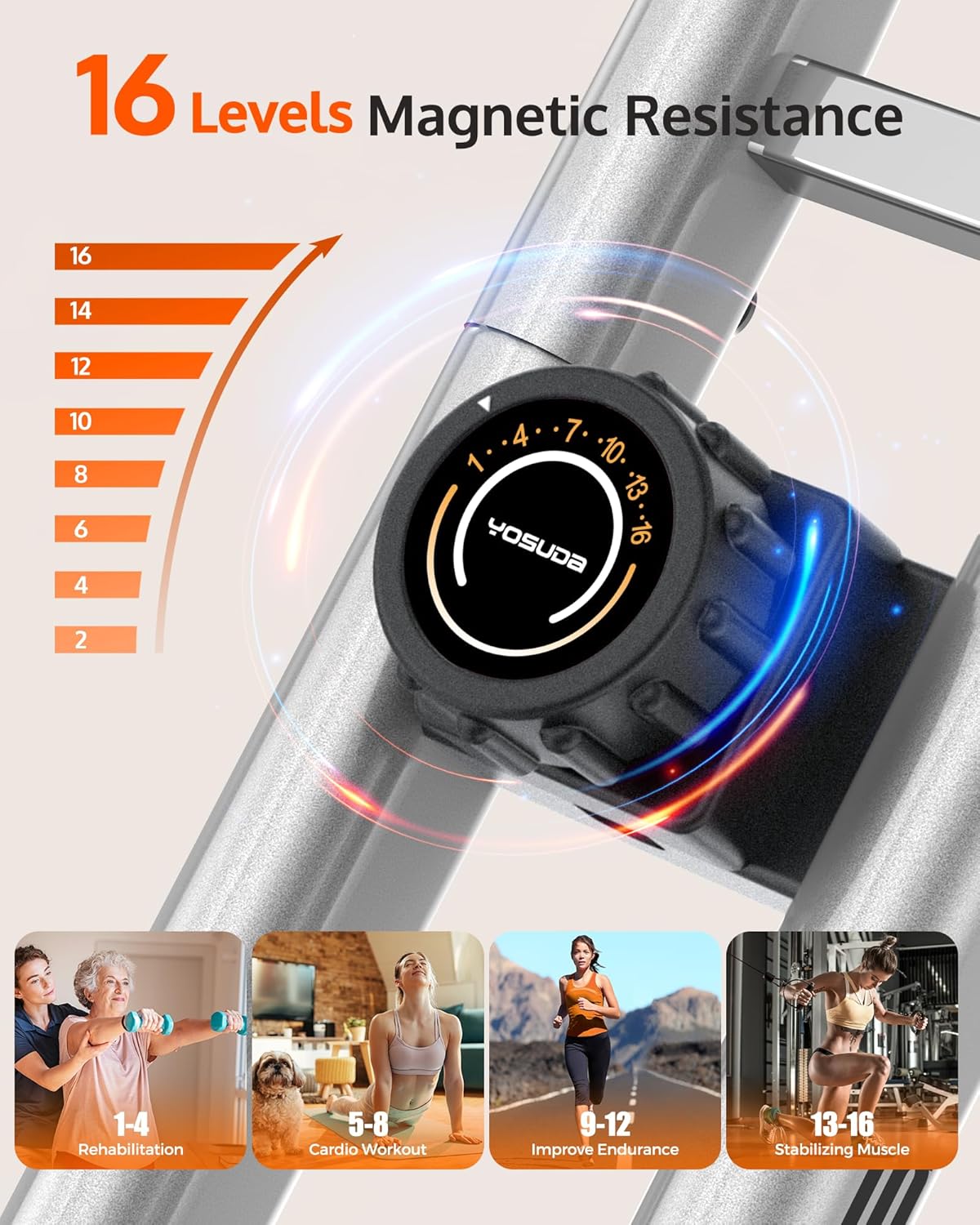 YOSUDA Bicicleta de ejercicio, bicicleta estática plegable para personas mayores, X-Bike magnética para entrenamiento de gimnasio en casa