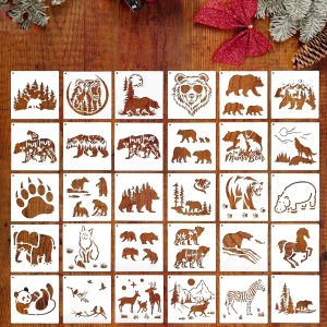 30 plantillas de animales para pintar, plantillas reutilizables de pintura de animales con 1 anillo dividido, plantillas de animales del bosque, 30 plantillas de animales para pintar, plantillas reutilizables de pintura de animales con 1 anillo dividido, plantillas de animales del bosque,