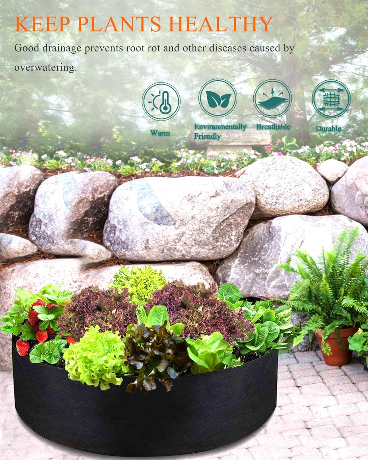 Bolsa de cultivo de 30 galones para plantas, cama grande de tela pesada negra, maceta de tela duradera para papas, zanahorias, cebollas, jardinería
