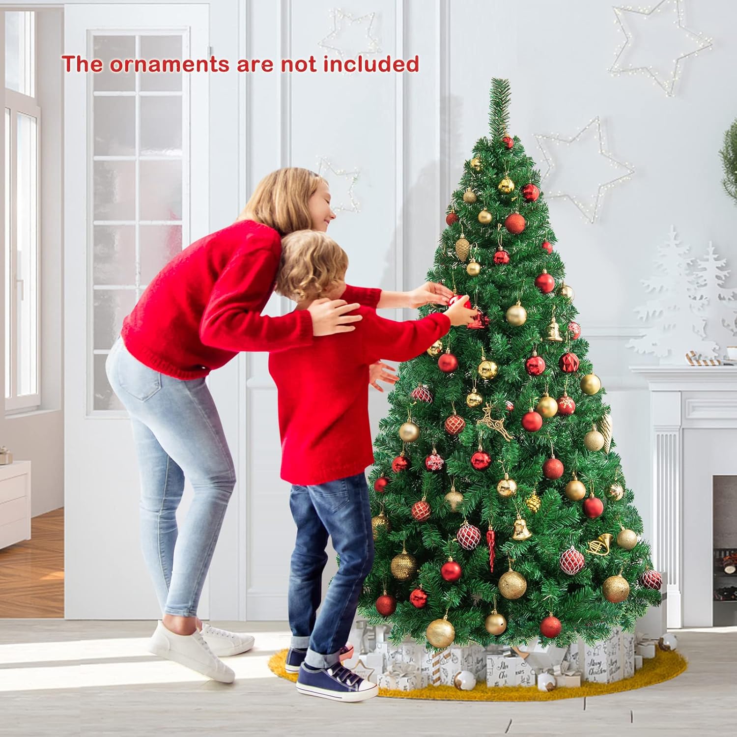 Árbol de Navidad artificial Goplus, pino de Navidad con patas de metal macizo, perfecto para decoración de Navidad en interior y exterior