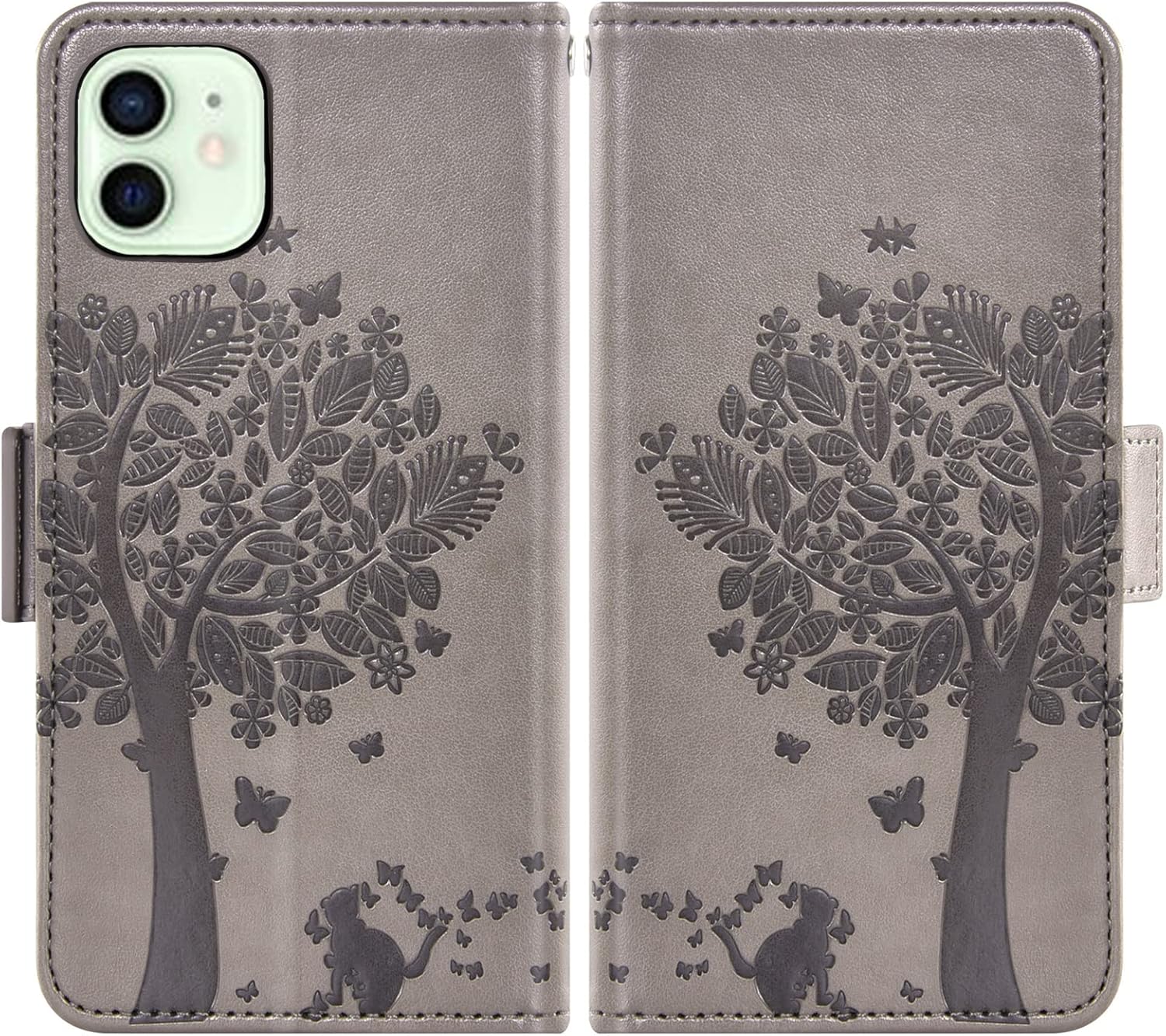 Asuwish Compatible con iPhone 12 Pro iPhone12 6.1 Funda tipo cartera y protector de pantalla de vidrio templado, correa de muñeca abatible,
