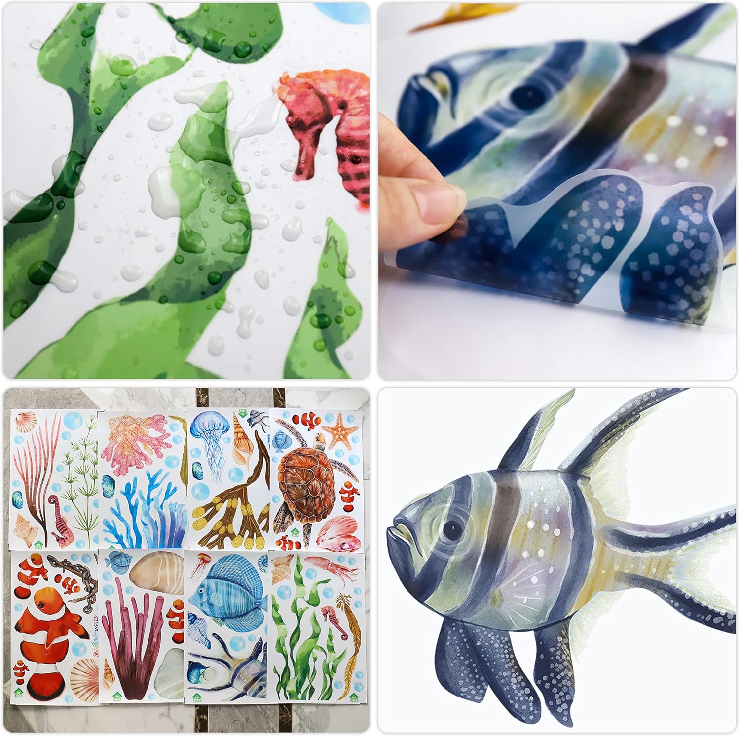 RW-1045 – Calcomanías de pared de animales marinos submarinos 3D, calcomanías de pared de animales marinos submarinos, bricolaje, peces corales,