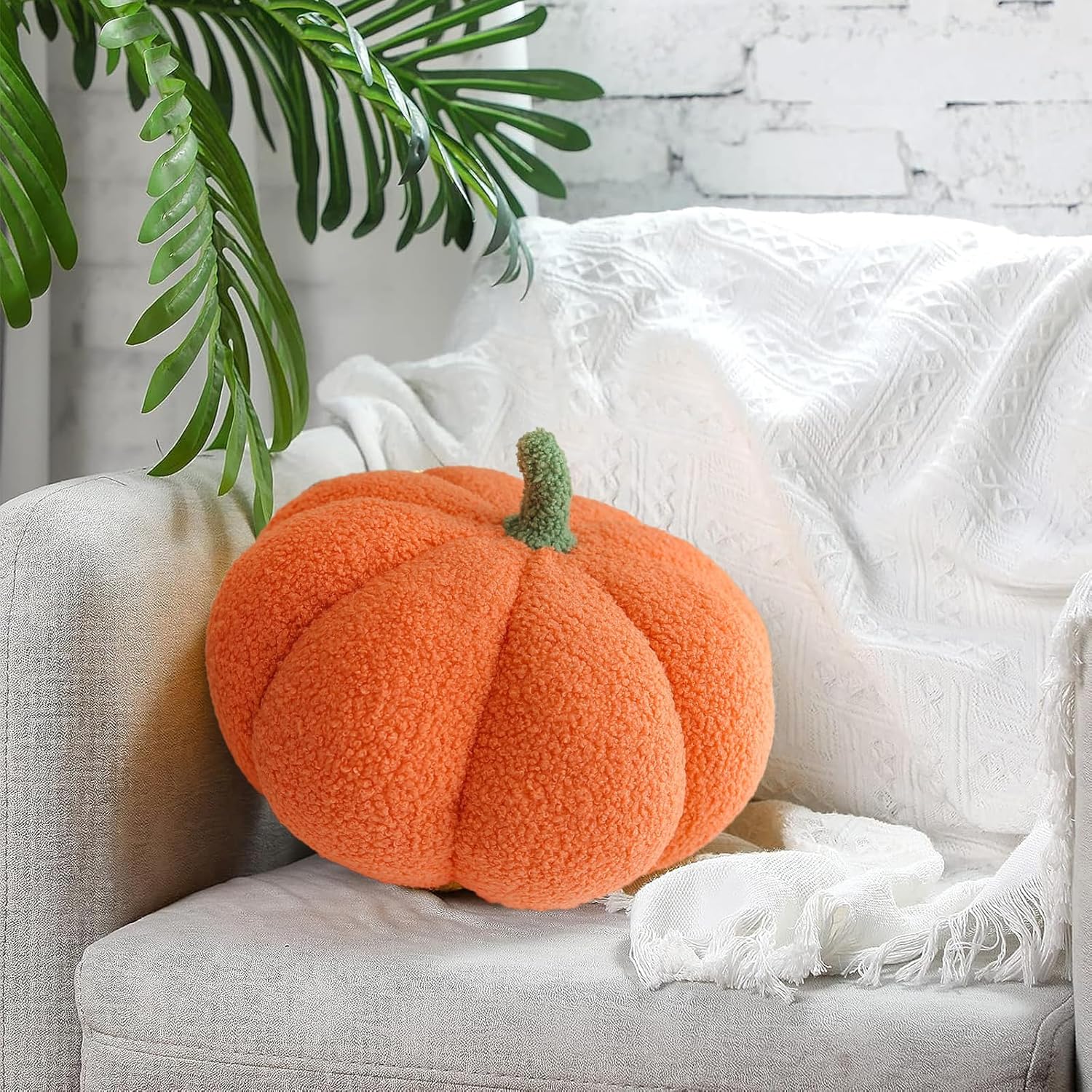 Juguete de peluche esponjoso de calabaza de Halloween, almohada de calabaza, almohada decorativa en forma 3D de Acción de Gracias, suave y linda,