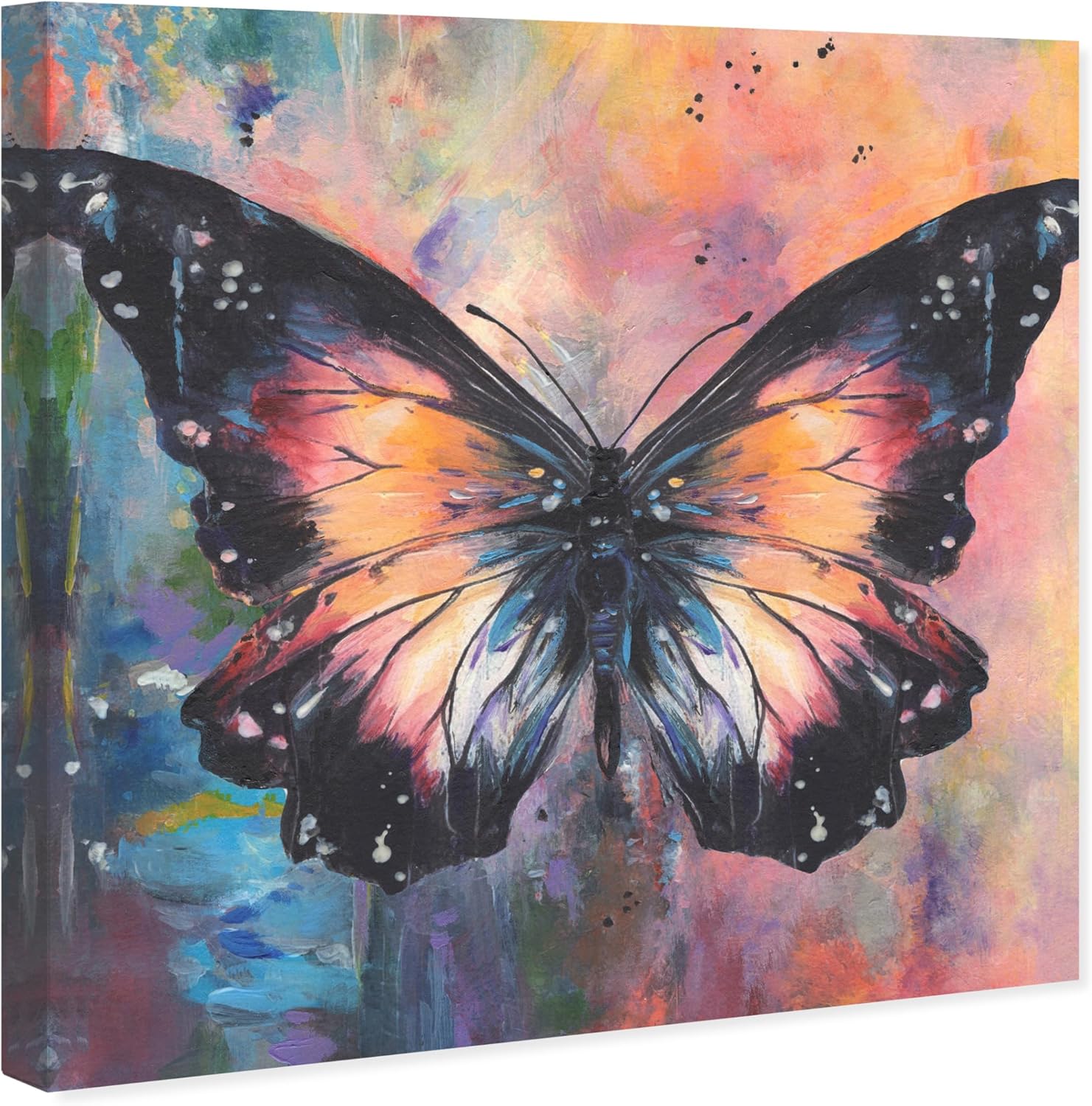 Wynwood Studio Lienzo decorativo contemporáneo con diseño de animales y mariposas, arte de pared para sala de estar, dormitorio y baño, 12 x 12