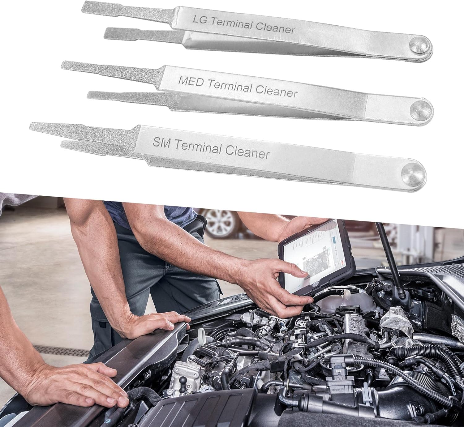 Herramientas de limpieza de terminales, juego de limpiador de terminales de metal de 3 piezas, kit de limpieza de terminales de batería de automóvil