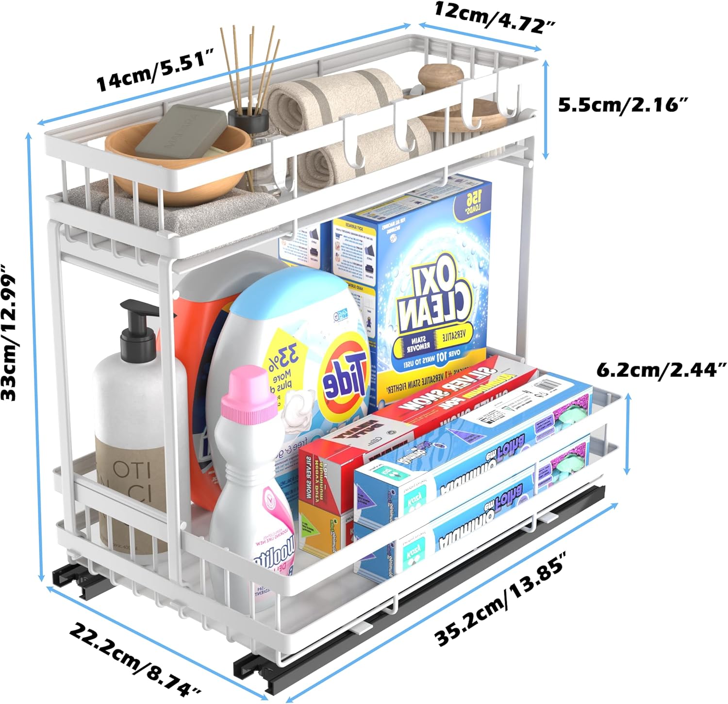 COVAODQ Armario de baño multiusos para debajo del fregadero, organización y almacenamiento apilable de despensa de cocina, organizador de armario