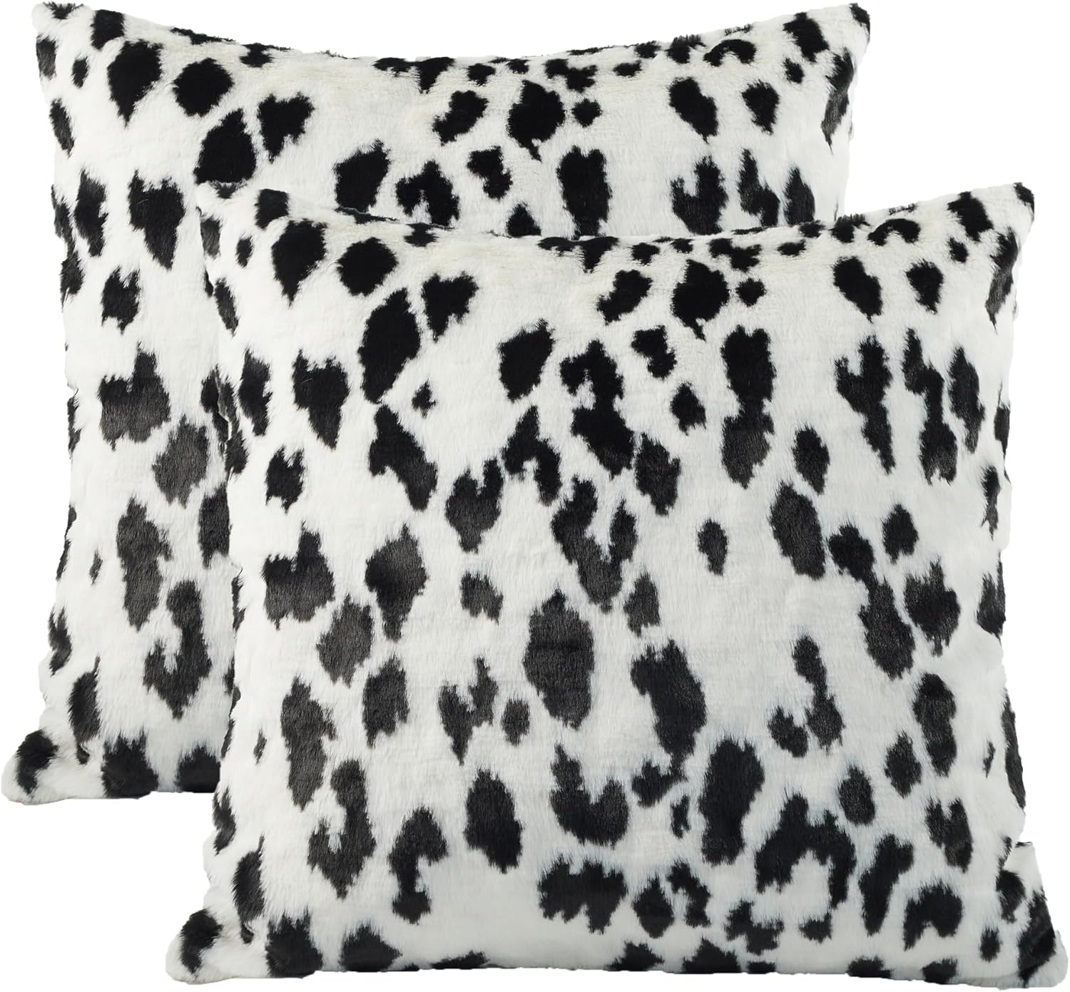 Juego de 2 fundas de almohada de sherpa, acogedoras y esponjosas fundas de cojín decorativas para sofá, cama, 18 x 18 pulgadas, dálmata