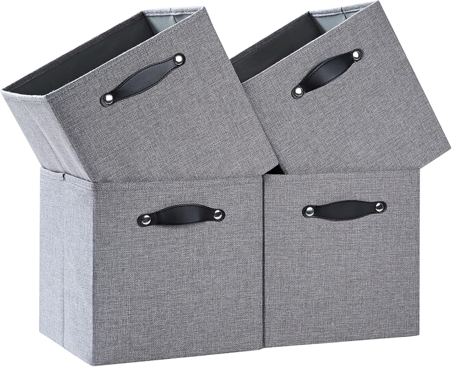 FABINADO Cubos de almacenamiento gruesos, cubo de almacenamiento plegable de 11 pulgadas con asas dobles para estante de almacenamiento cúbico,