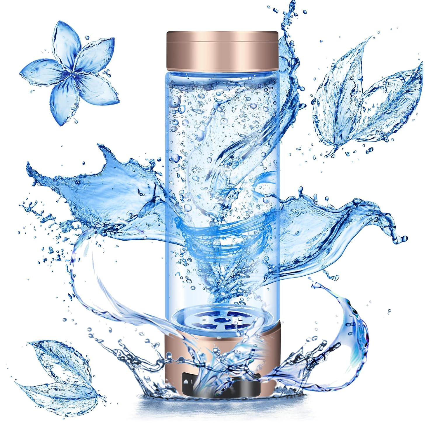 Abaokai Botella de agua de hidrógeno, máquina ionizadora de agua de hidrógeno portátil recargable, tecnología PEM SPE, pantalla LED, genera