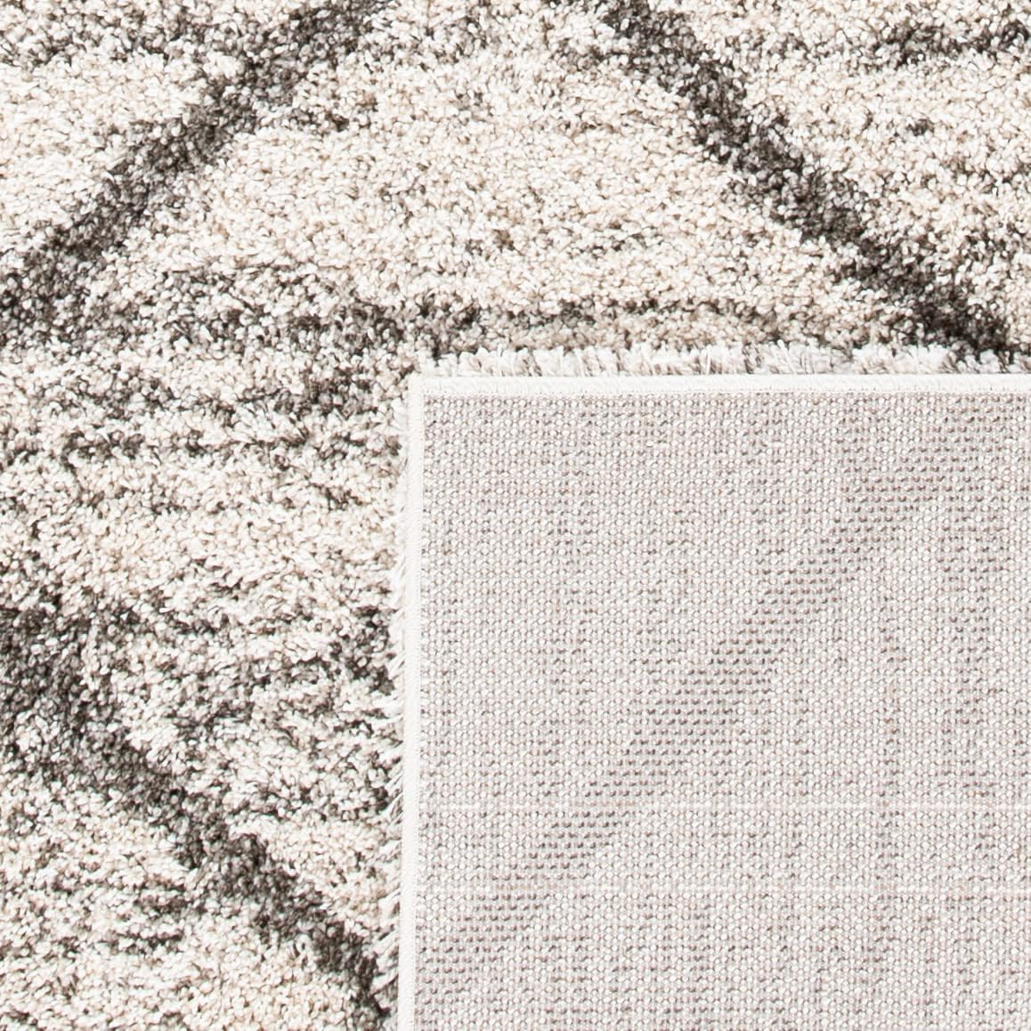 SAFAVIEH Colección Hudson Shag – Alfombra cuadrada, 8 pies, gris y beige, diseño de enrejado de diamante moderno, no desprende pelusa, 2 pulgadas de