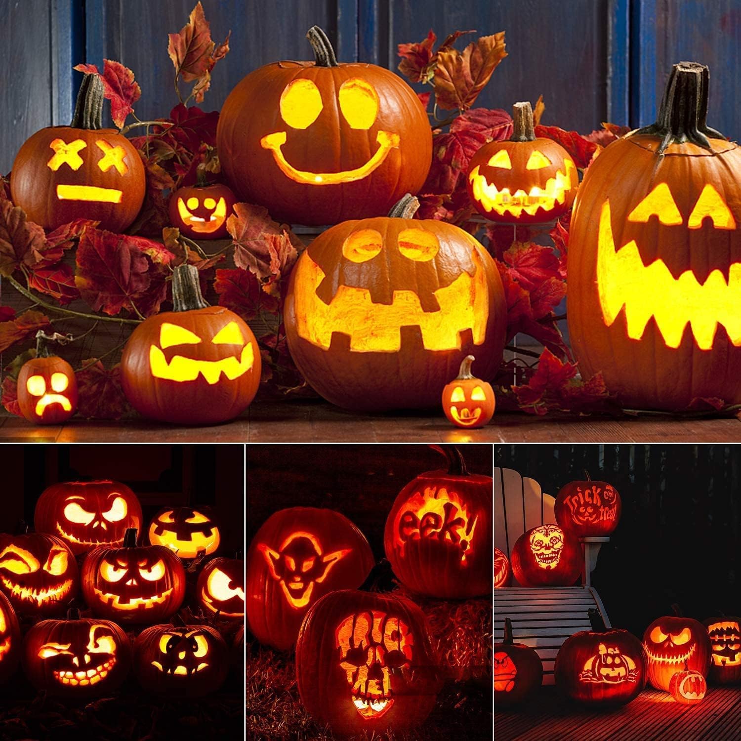 Kit de tallado de calabaza, herramientas de Halloween, juego profesional de tallado de 15 piezas, acero inoxidable de doble cara, herramienta de