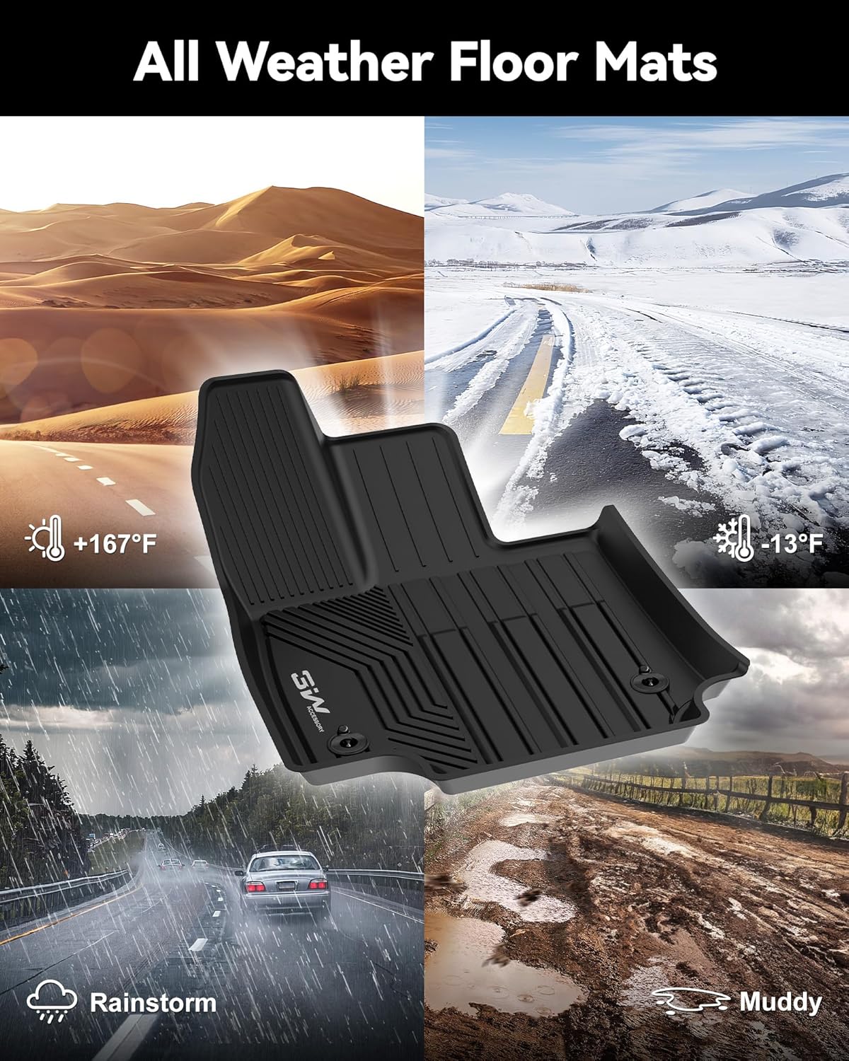 3W Alfombrillas de suelo y revestimiento de carga para Toyota RAV4 2019-2024 (no para híbridos o Prime) TPE para todo tipo de clima, ajuste