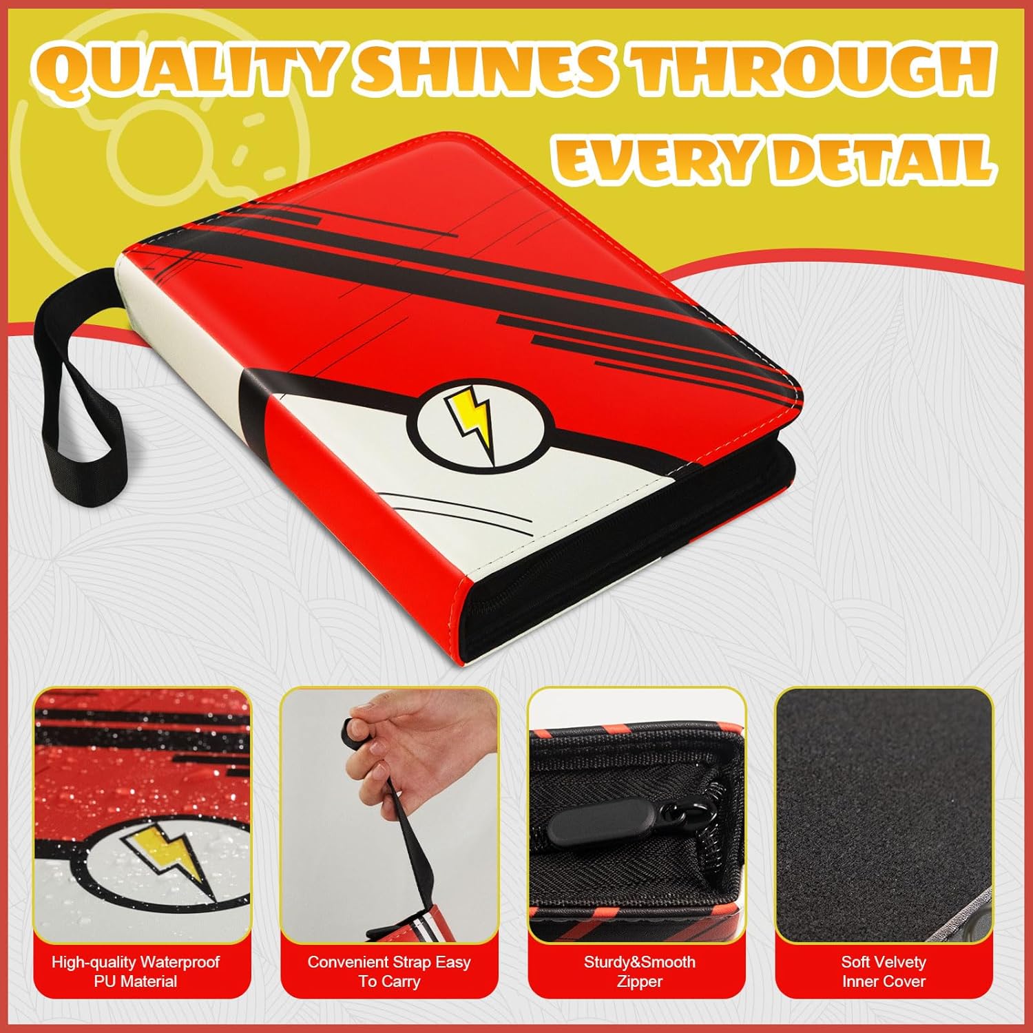 GOPOKIU Carpeta de tarjetas con 9 bolsillos con 3 anillos en D, 900 bolsillos con capacidad para 50 fundas extraíbles, carpeta de colección de