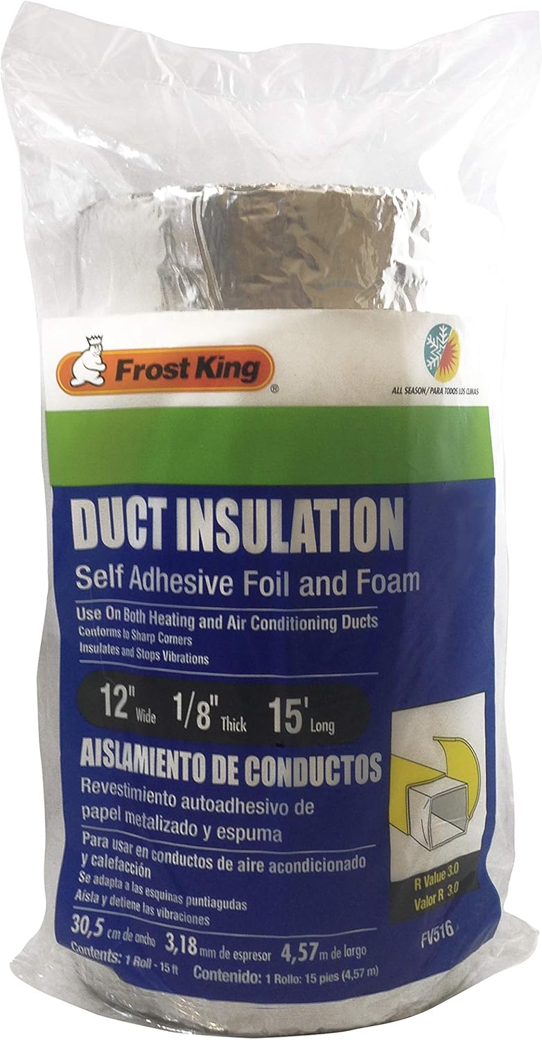 Frost King FV516 Aislamiento y Cinta para Conductos, 1 18″ x 15 pies, Blanco, Pie