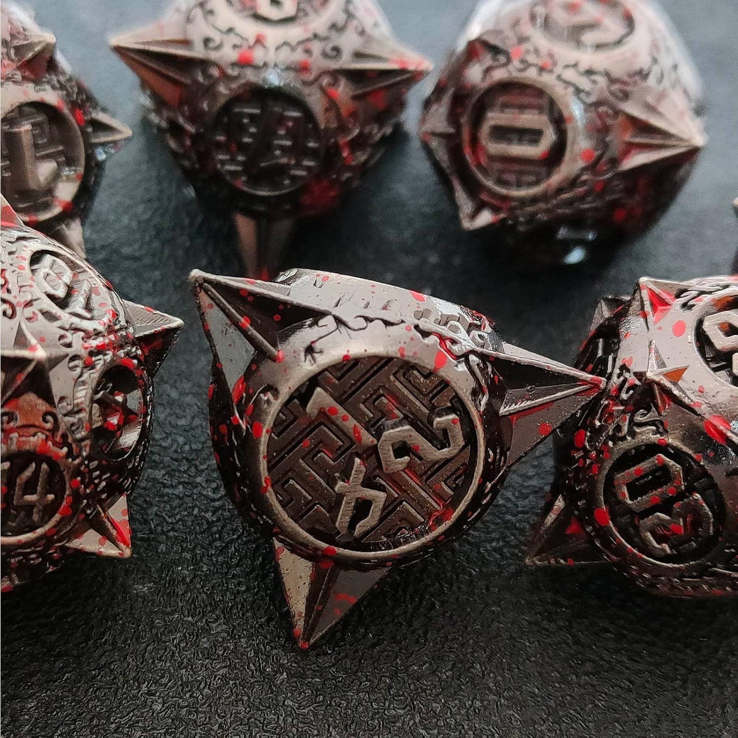 Juego de dados de metal DND, dados de punta redonda, 7 dados poliédricos, MTG Pathfinder D20, juego para juegos de rol RPG, juego de dados D20,