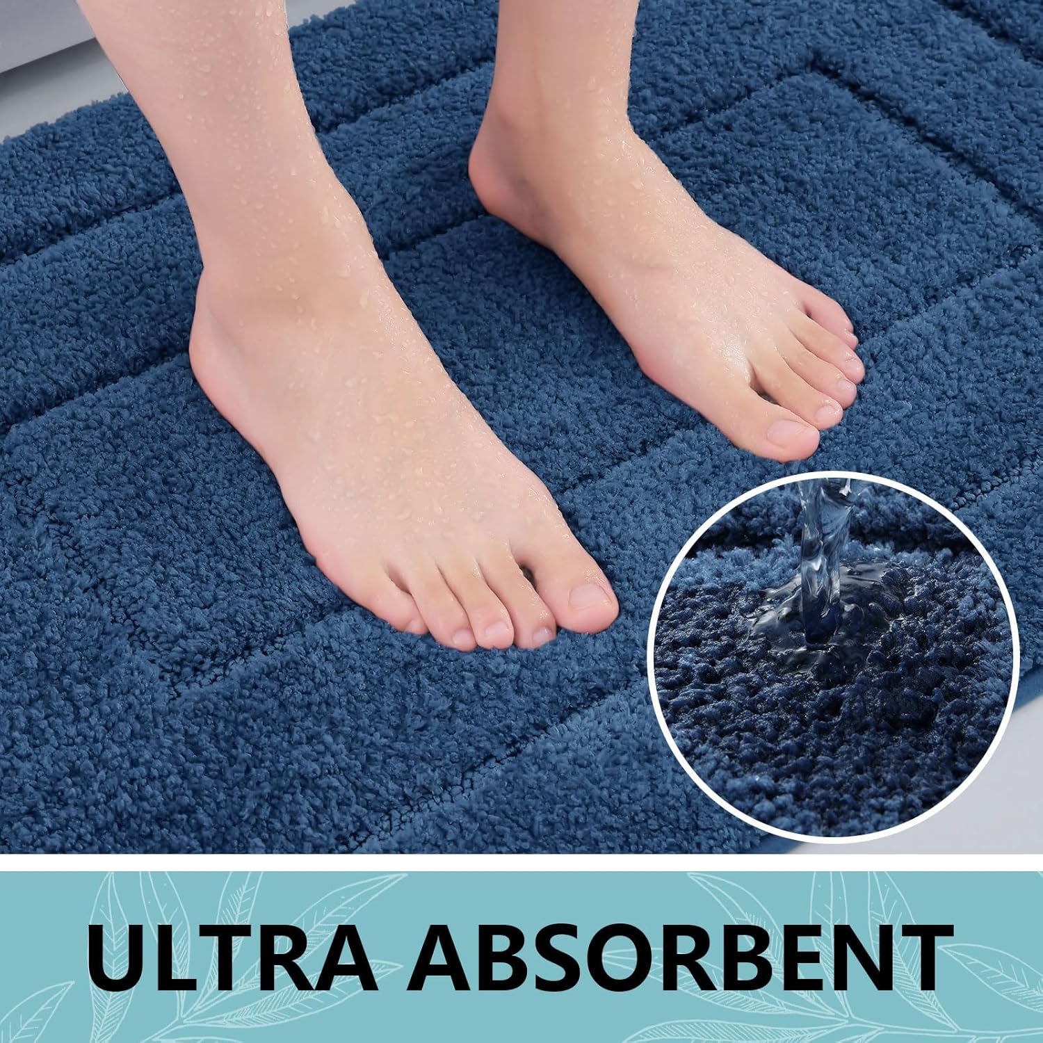 Buganda Tapetes de baño, de 36 x 24 pulgadas, de microfibra suave y absorbente, antideslizantes, peludos, lavables a máquina, para el suelo del
