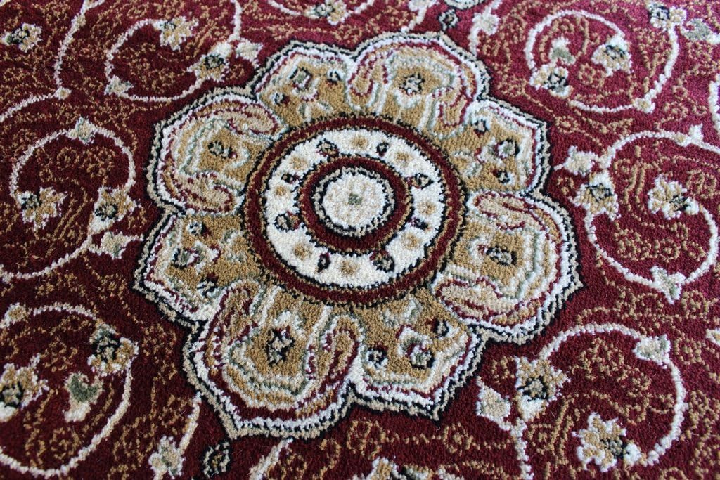 Masada Rugs – Alfombra tradicional con diseño 404 borgoña (7 pies 3 pulgadas x 7 pies 3 pulgadas) redonda