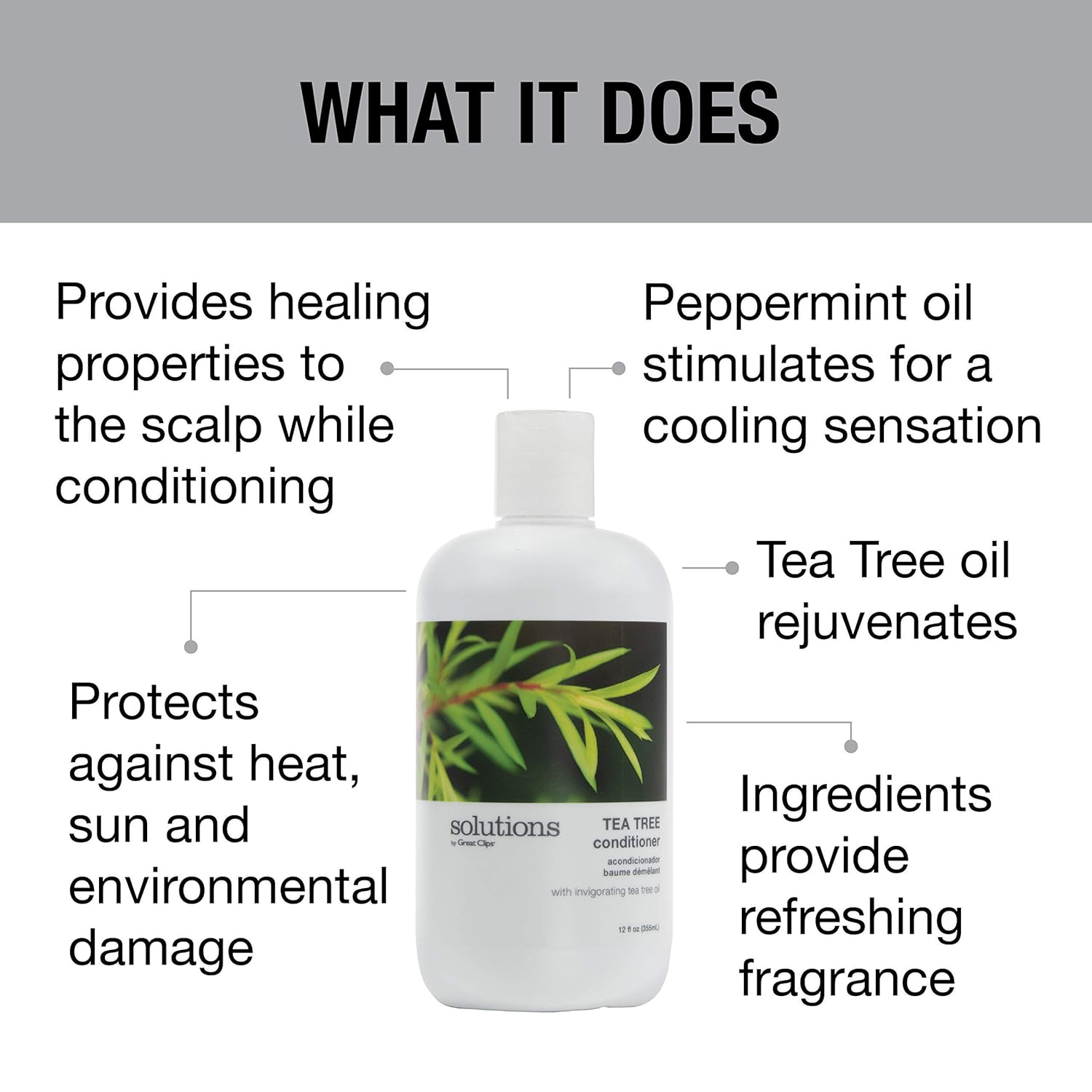 GREAT CLIPS Solutions – Juego de champú y acondicionador de árbol de té, fórmula que incluye aceites de árbol de té y menta, tratamiento natural