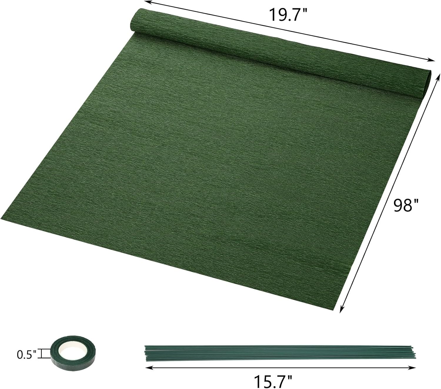 Lawei Kit de 20 rollos de papel crepé de flores de bricolaje, rollos de papel crepé de 20 colores de ancho, kit de arreglos florales de 19.7