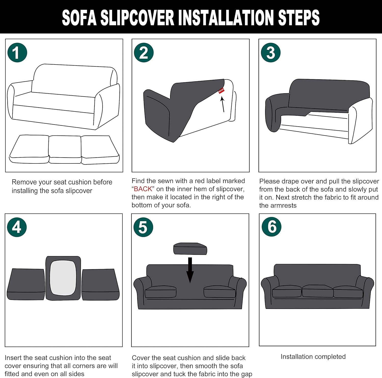 CRFATOP Fundas de sofá de 4 piezas para sofás de 3 cojines, funda elástica con 3 fundas de cojín de asiento separadas, protector de muebles lavable