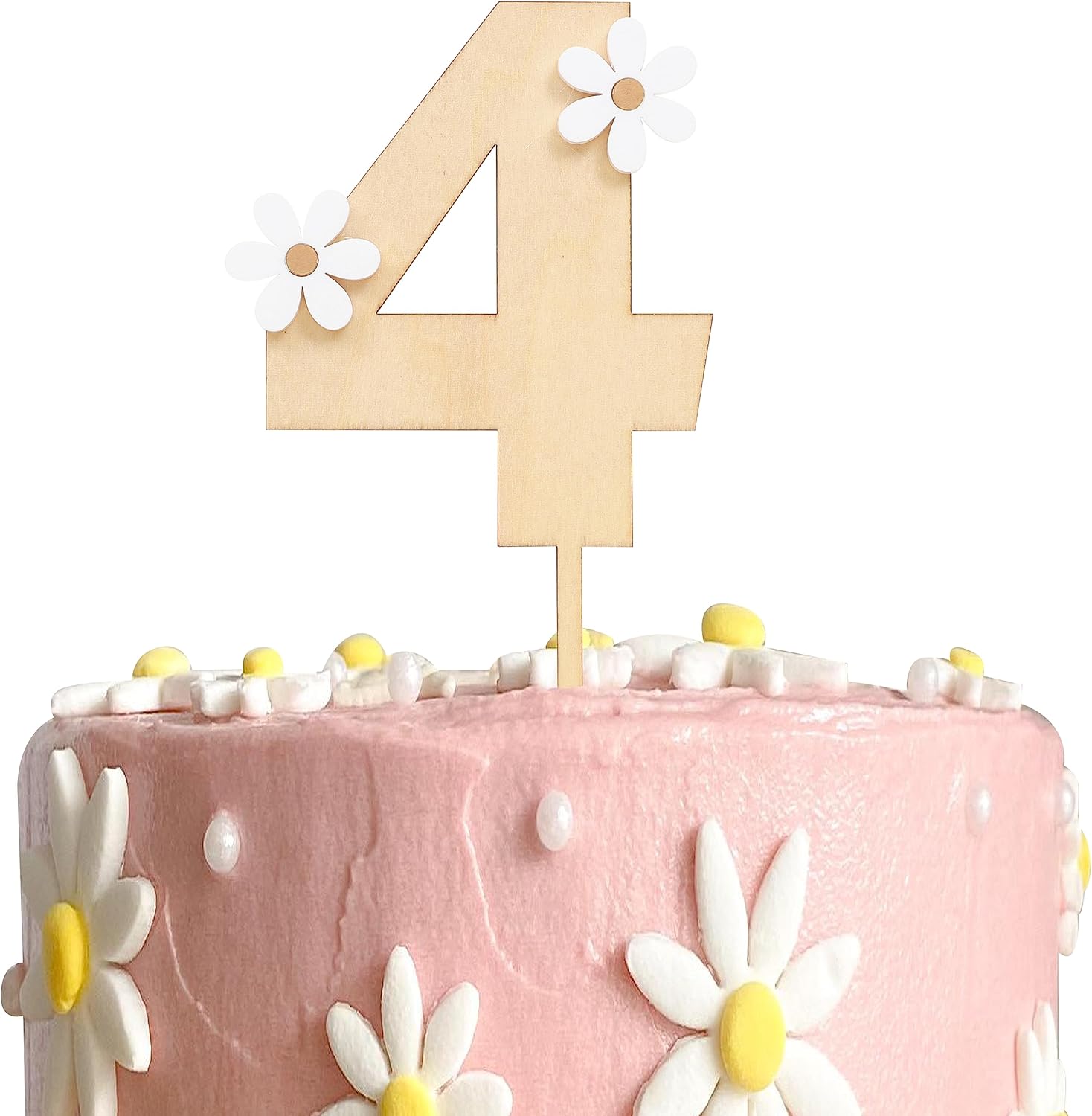 Decoración de madera para pastel de margaritas para 4 cumpleaños, decoración de fiesta de cumpleaños de margaritas, cumpleaños retro, cumpleaños