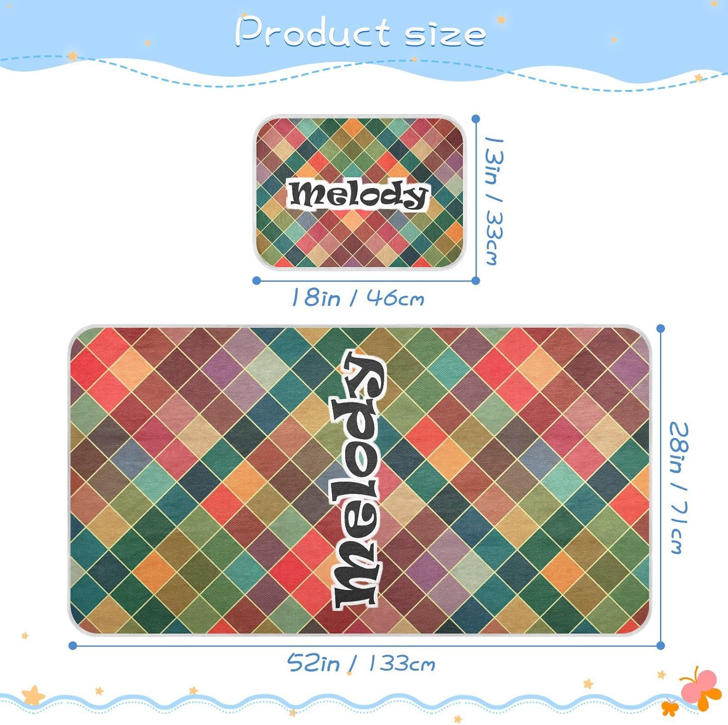 Protector de colchón cuadrado colorido personalizado para cuna, para niños y niñas, tapete de seda de hielo, sábanas de cama para niños pequeños,