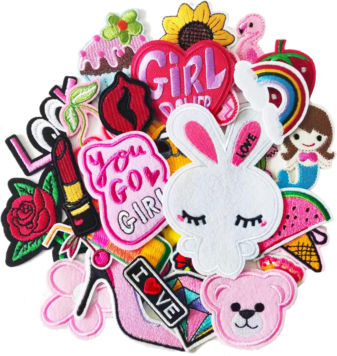 30 parches para planchar para niñas, bordado para coserplanchar para ropa, vestido, sombrero, jeans, pantalones, zapatos, bolsas