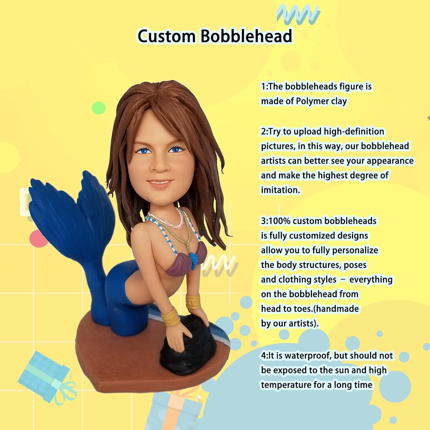 Mydedor – Figura de cabeza de bobble personalizada, regalo de cumpleaños para la familia, figuras de cabeza de bobble hechas a mano, regalo