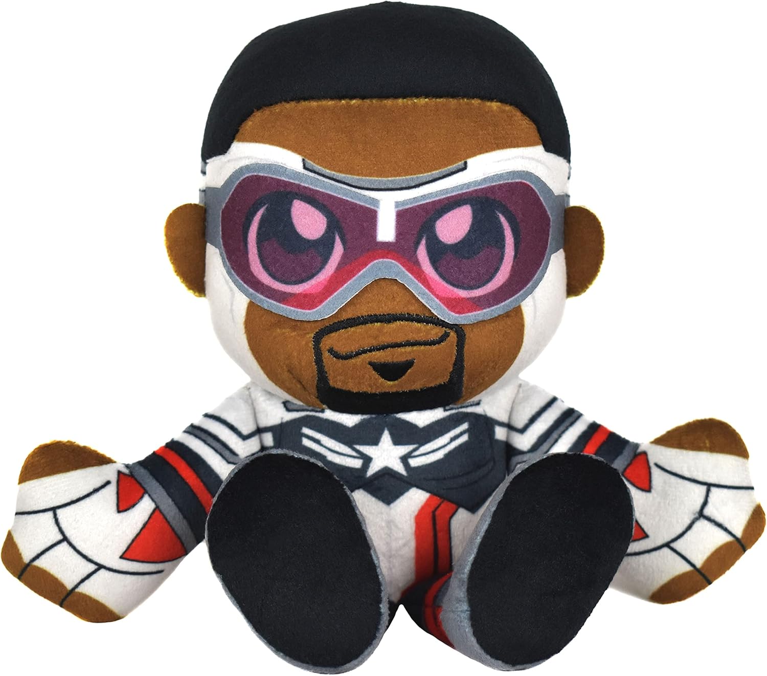 Bleacher Creatures Marvel Capitán América (Falcon Cap) Peluche de 8 pulgadas Kuricha sentado  Juguete suave inspirado en Chibi