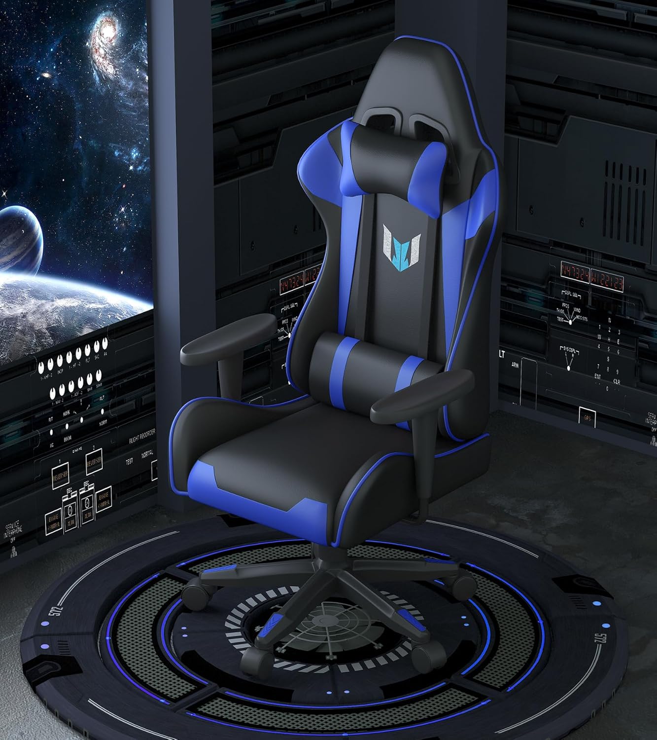 Bigzzia Silla de oficina ergonómica para videojuegos, silla de escritorio giratoria de altura ajustable, silla de computadora reclinable con soporte