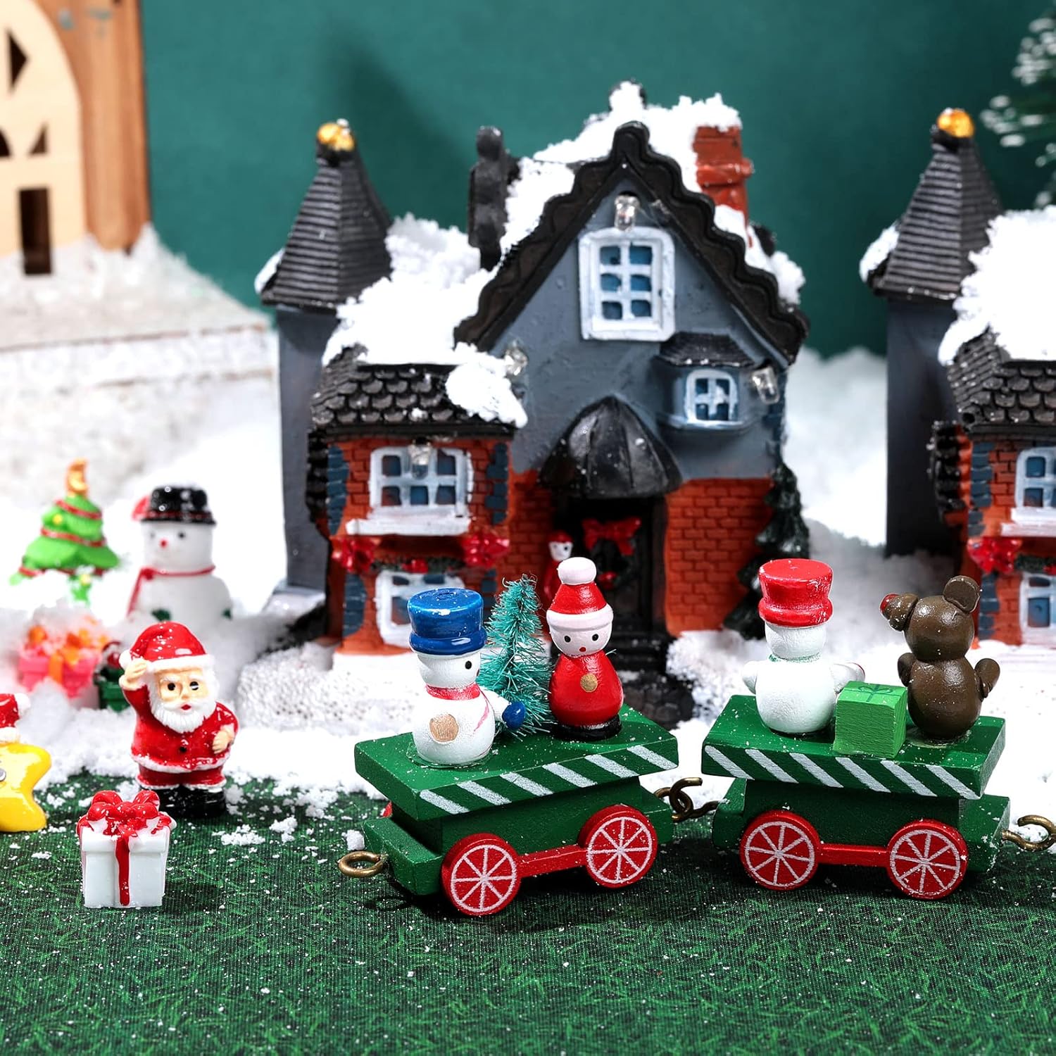 Accesorios de pueblo navideño de 5 x 50 pulgadas, tapete navideño en miniatura para calle, aldea navideña, nieve, decoración de calle para paisaje