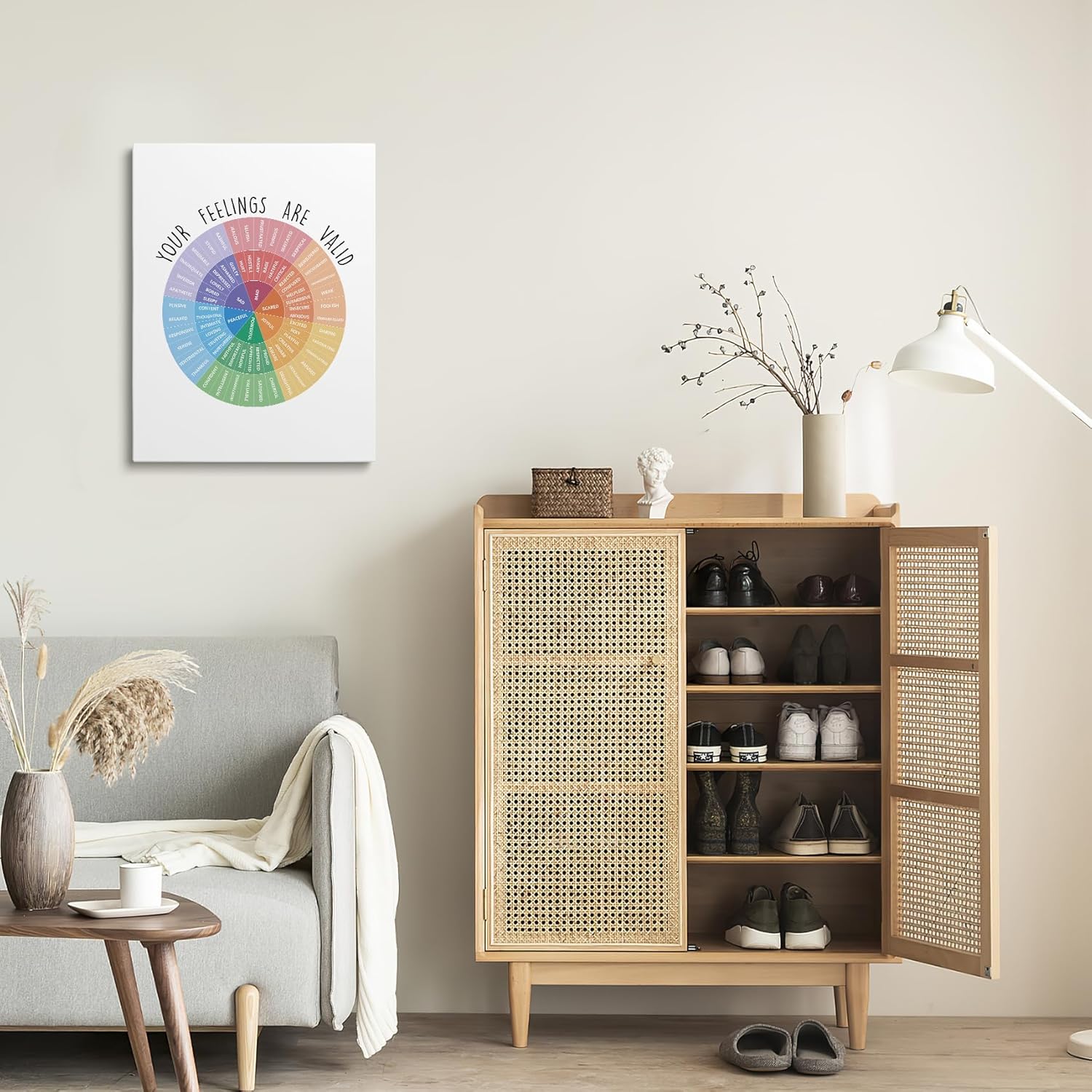 XWELLDAN You Feelings are Valid Mental Health CBT – Lienzo decorativo para pared, emociones y sentimientos, decoración de pared para terapia de
