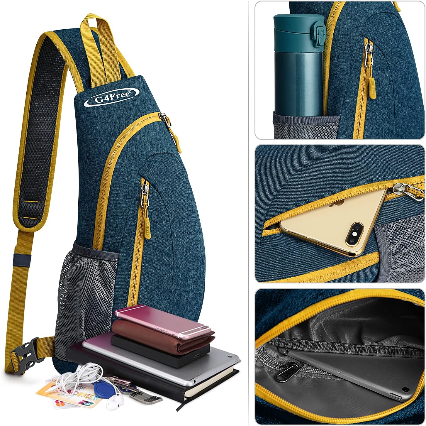 G4Free Bolsos de hombro para hombre, mochila pequeña cruzada para el pecho (azul oscuro)
