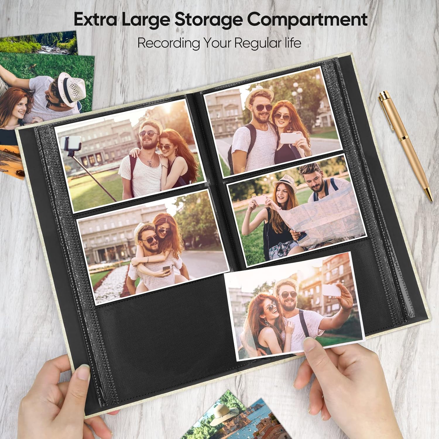 Álbumes de fotos de 4 x 6, álbum de fotos con cubierta de lino con capacidad para 300 bolsillos, álbumes de fotos grises para fotos de 4 x 6