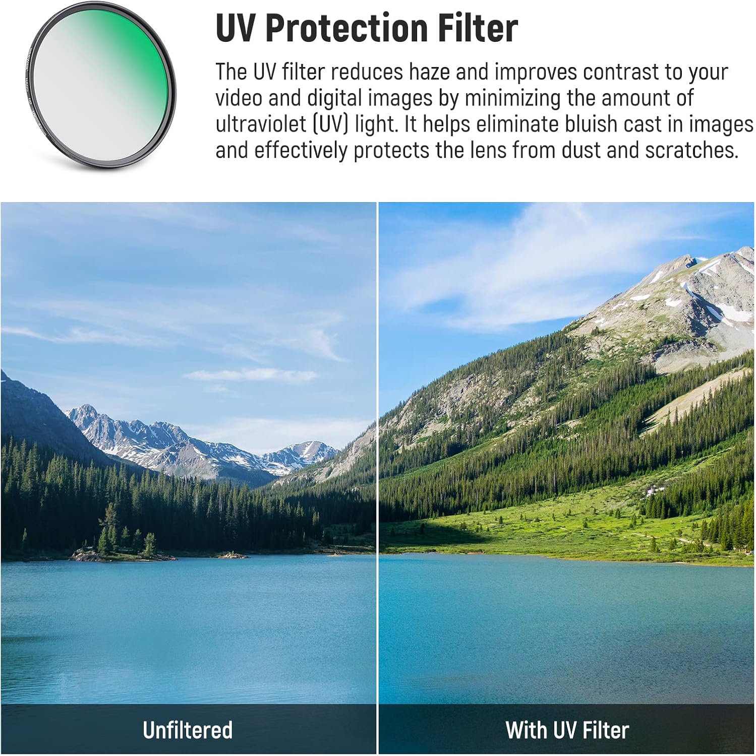 NEEWER Kit de filtro de lente UV CPL de 2.638 in, polarizador circularfiltro de lente de protección UV con vidrio óptico HD con revestimiento nano