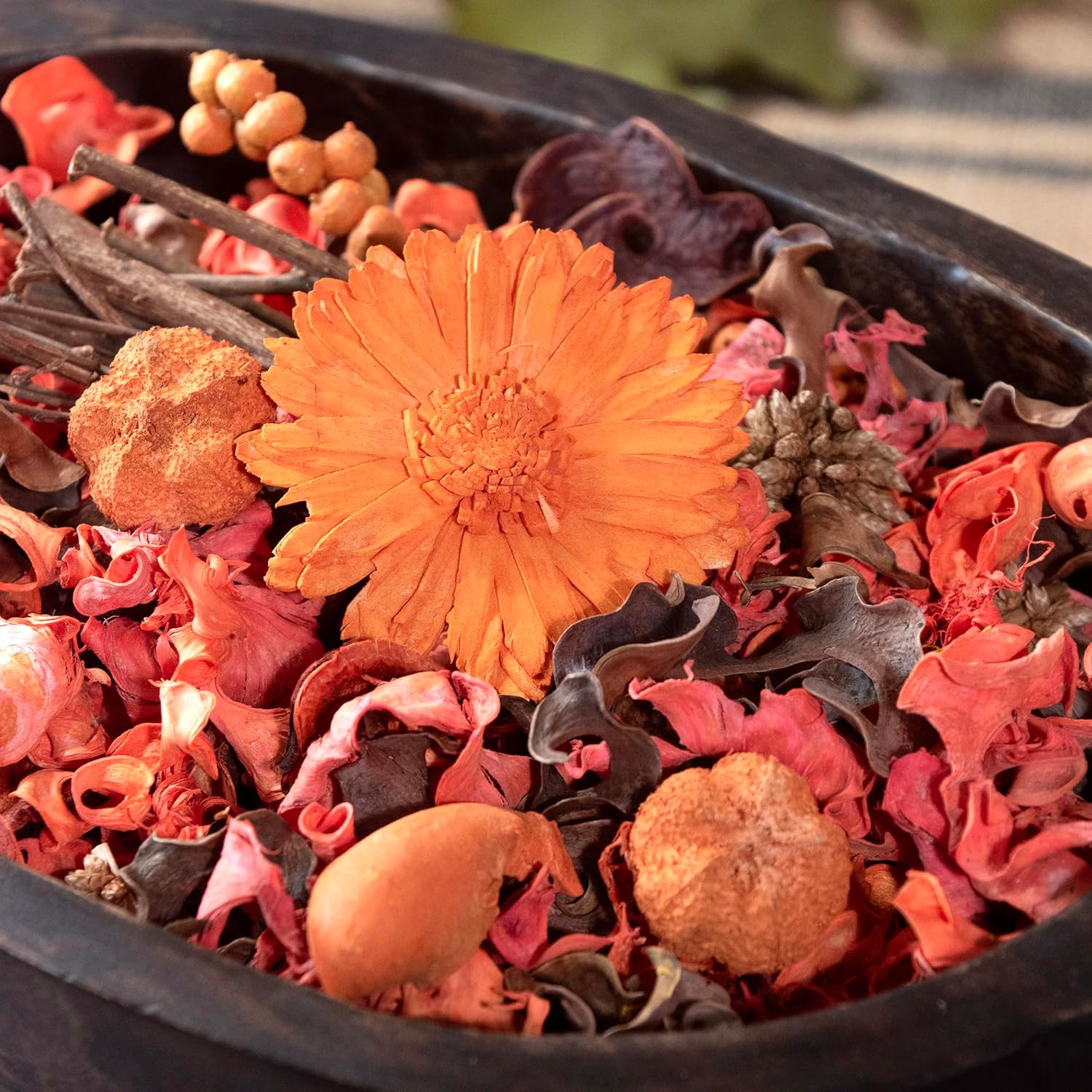 Bolsa de popurrí con fragancia para decoración del hogar, florero y cuenco de pétalos florales (naranja)