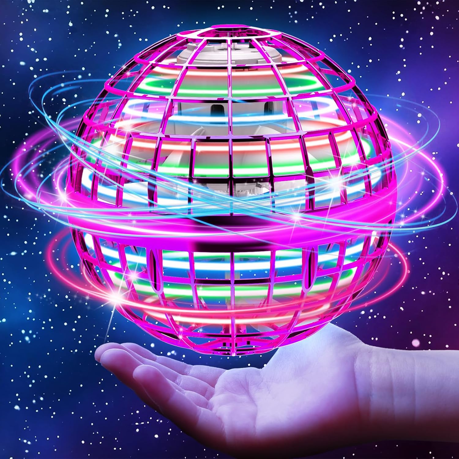 Juguete de bola de orbe volador, juguetes de bola flotante Boomerang controlados a mano, Fidget Flying Spinner con luces mágicas, mini drone Cool