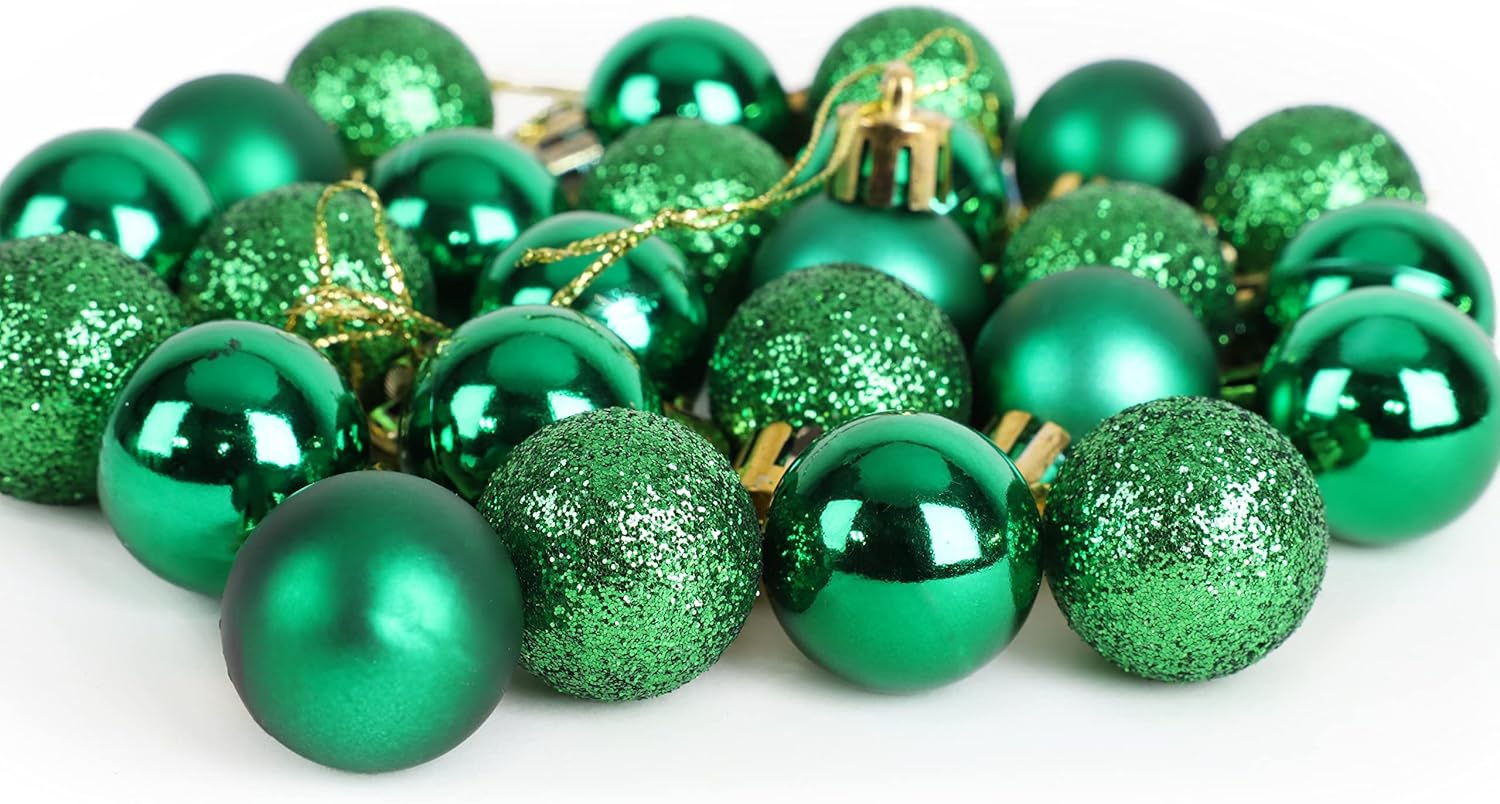 Christmas Concepts – Juego de 25 mini bolas para árbol de Navidad (0.984 pulgadas). Decorados con purpurina, mate y brillante .