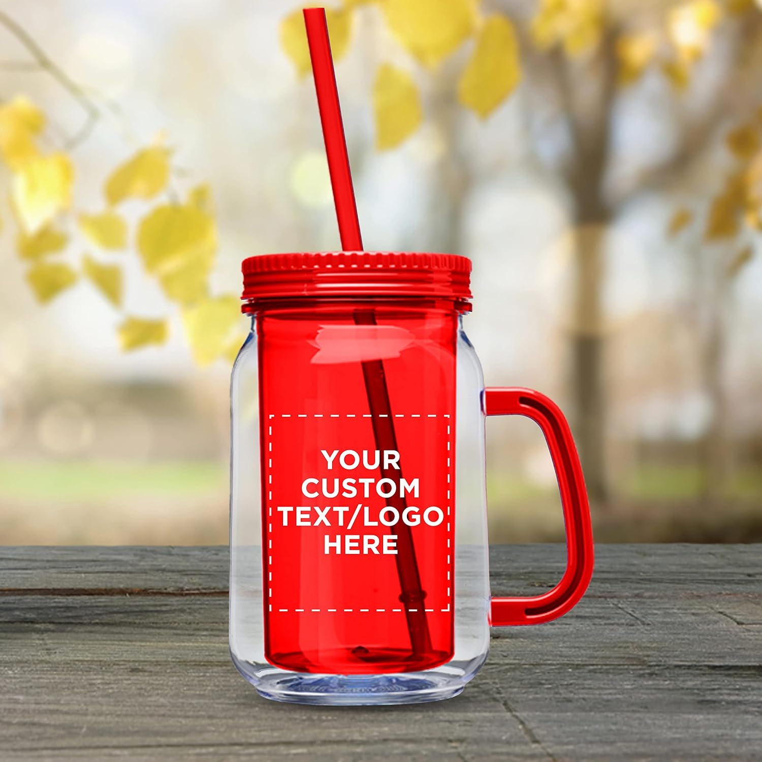 DISCOUNT PROMOS Tarros personalizados con pajilla, 17 onzas, juego de 100, paquete personalizado a granel, frascos de vidrio para avena durante la