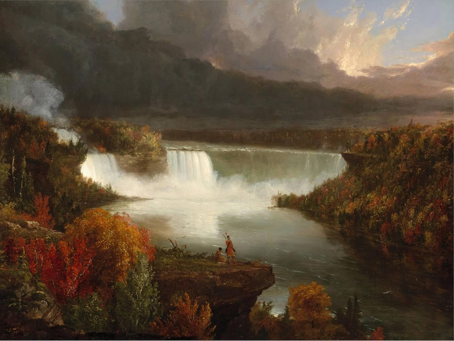 Lienzo decorativo para pared, diseño de vista lejana de las cataratas del Niágara, 1830 por Thomas Cole, decoración escénica, 32 x 24 pulgadas