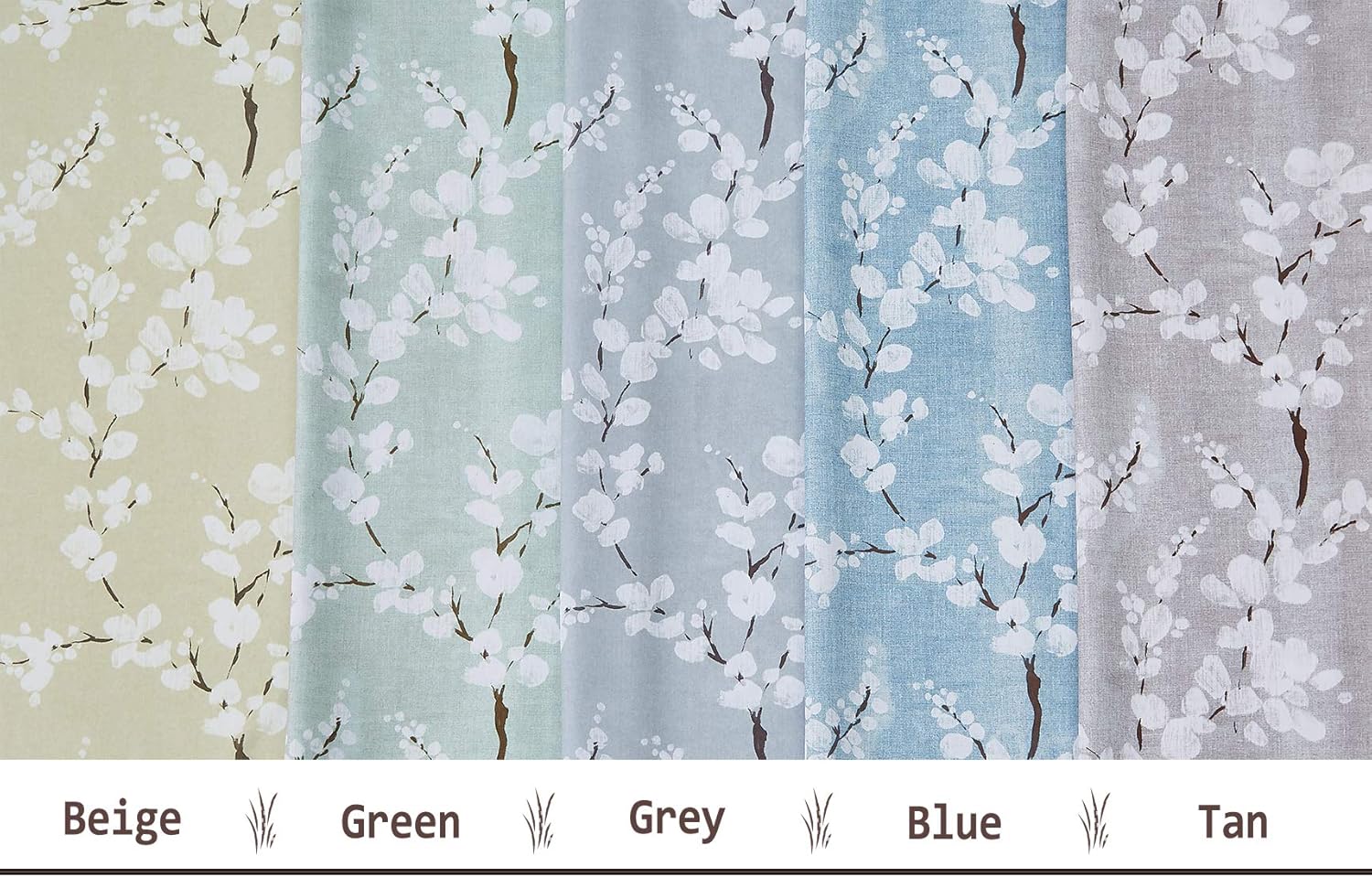 FMFUNCTEX Cortinas semitransparentes para puerta francesa de 40 pulgadas de largo, filtro de luz floral, color gris pardo, paneles de cortina para