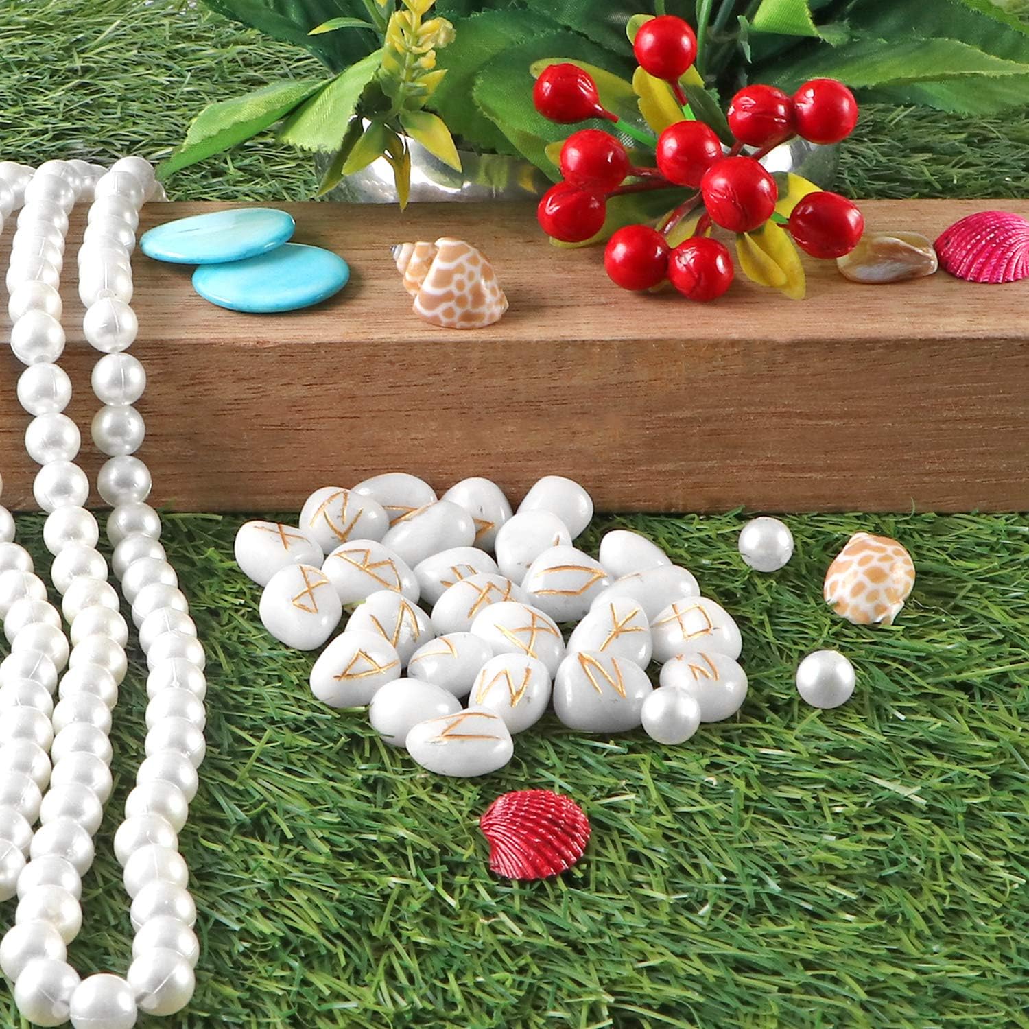 cosynee Piedras preciosas curativas de runas con bolsa (ágata blanca)