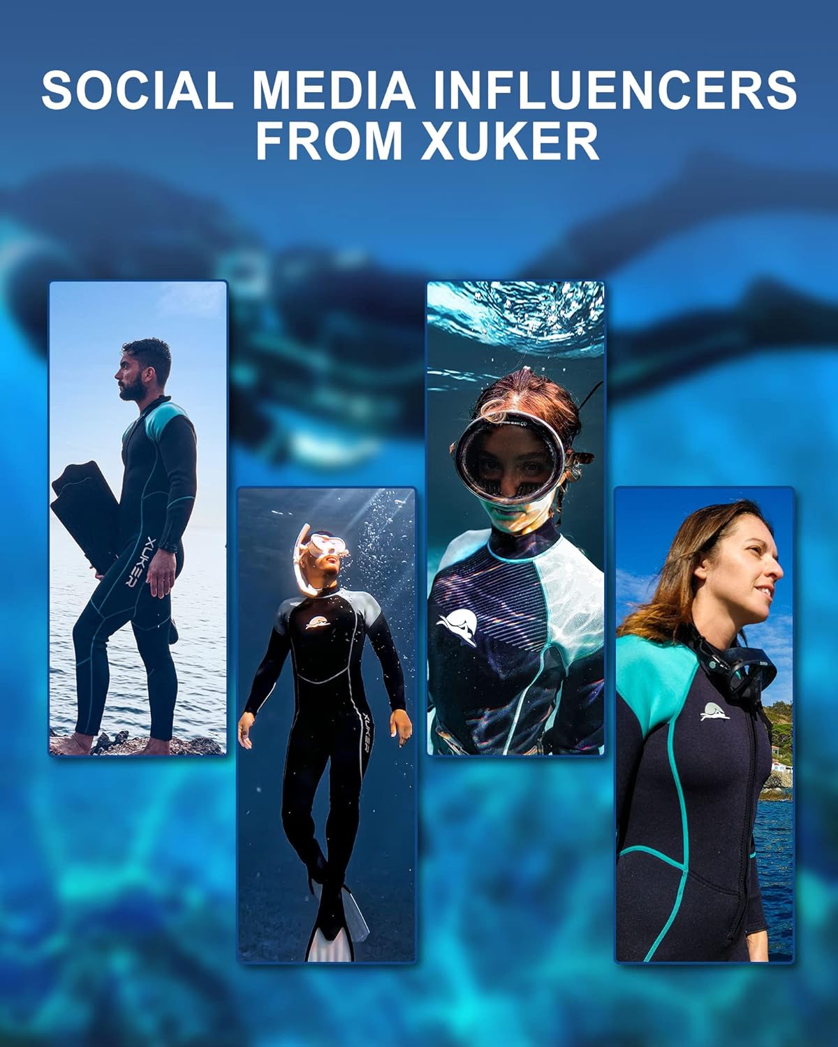 XUKER Traje de neopreno para mujer y hombre, 0.079 in, 0.118 in, neopreno con cremallera frontaltrasera en agua fría, traje de buceo de cuerpo